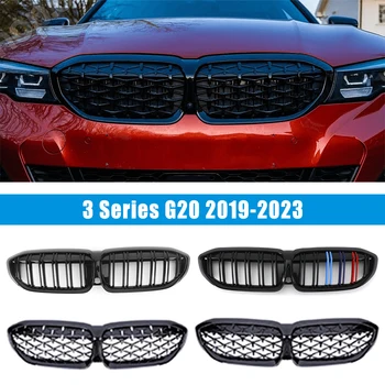 프런트 신장 그릴 스포츠 M 에 대한 스타일 BMW3 시리즈 G20 은 그릴 블랙 다이아몬드 318i320i M340i M3 2019 2020 2021 2022 2023