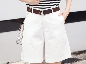 한국어 패션 캐주얼 여름 반바지는 여성 느슨한 넓은 의 여 벨트 녹색,흰색 높은 반바지 여 S XXL