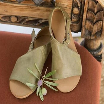 해변 평 버클 검 여름 패션 오픈 여자의 야외 샌들은 로마 신발 여성 캐주얼 들여 발끝까지 스타일